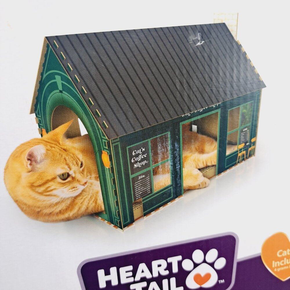 Coffee Shop Bistro Cat or Small Animal Playhouse with Cardboard Scratching Board